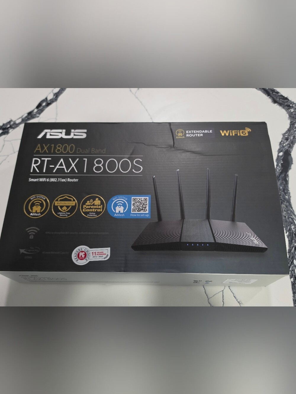 ASUS RT-AX1800S Dual Band Smart Wi-Fi 6 Wireless Router Black